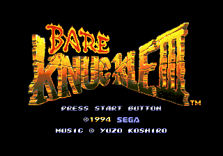 Bare Knuckle III (Japan) Title Screen